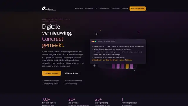 Screenshot van mahieu.nl